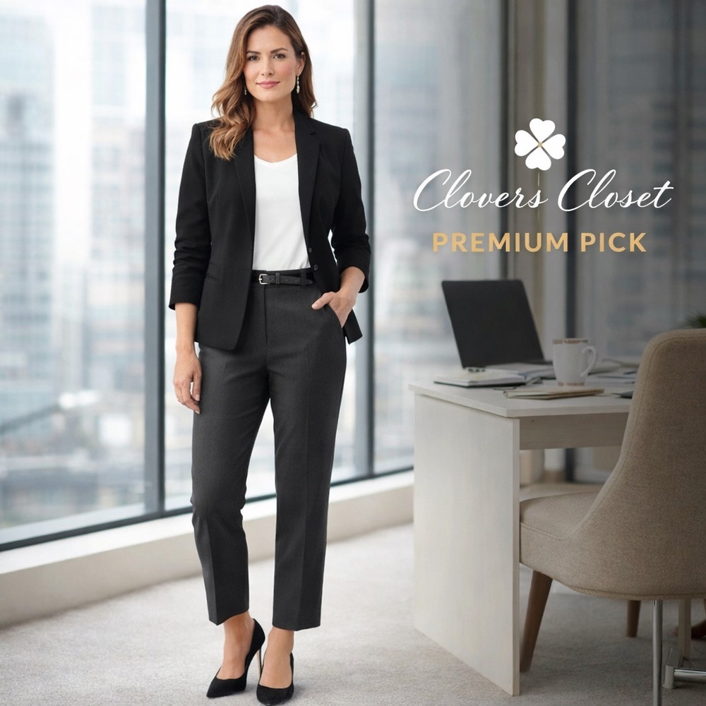 Investments Petites Gray Dress Pants 12P Career Slim Stretch Trousers